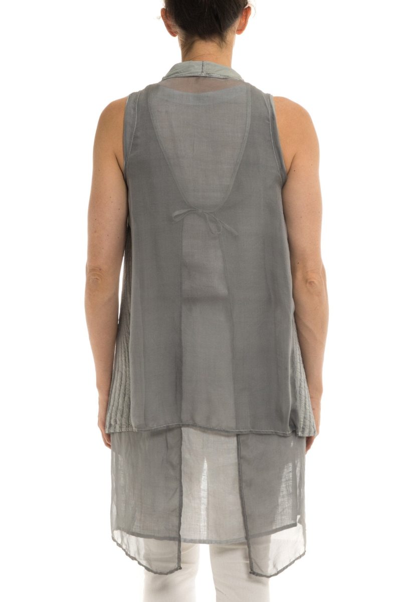 dune kalahari leather chiffon vest in pearl ladies tops 19033606226073