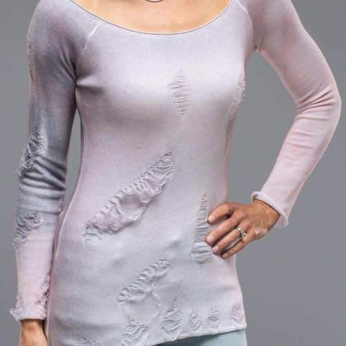 dune silvia knit top with distressed details in smokey rose ladies sweaters 15959828136029