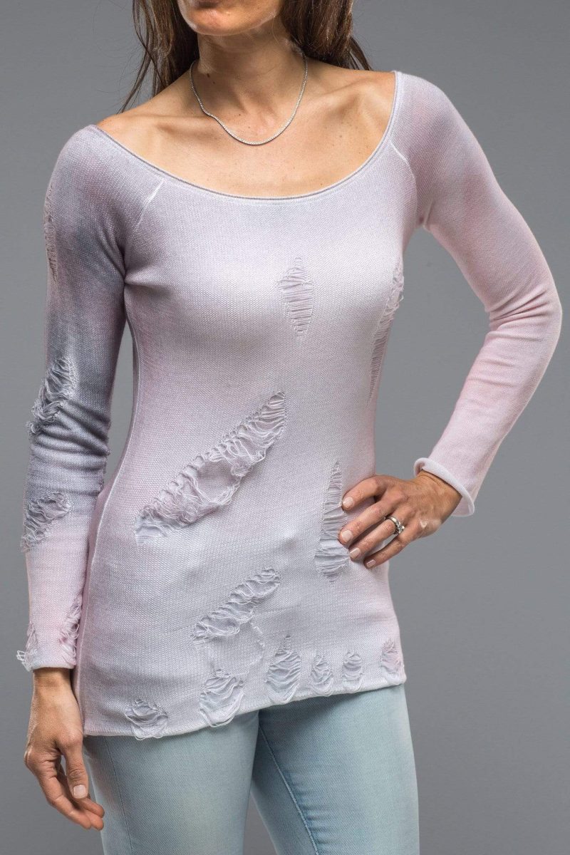 dune silvia knit top with distressed details in smokey rose ladies sweaters 15959828136029