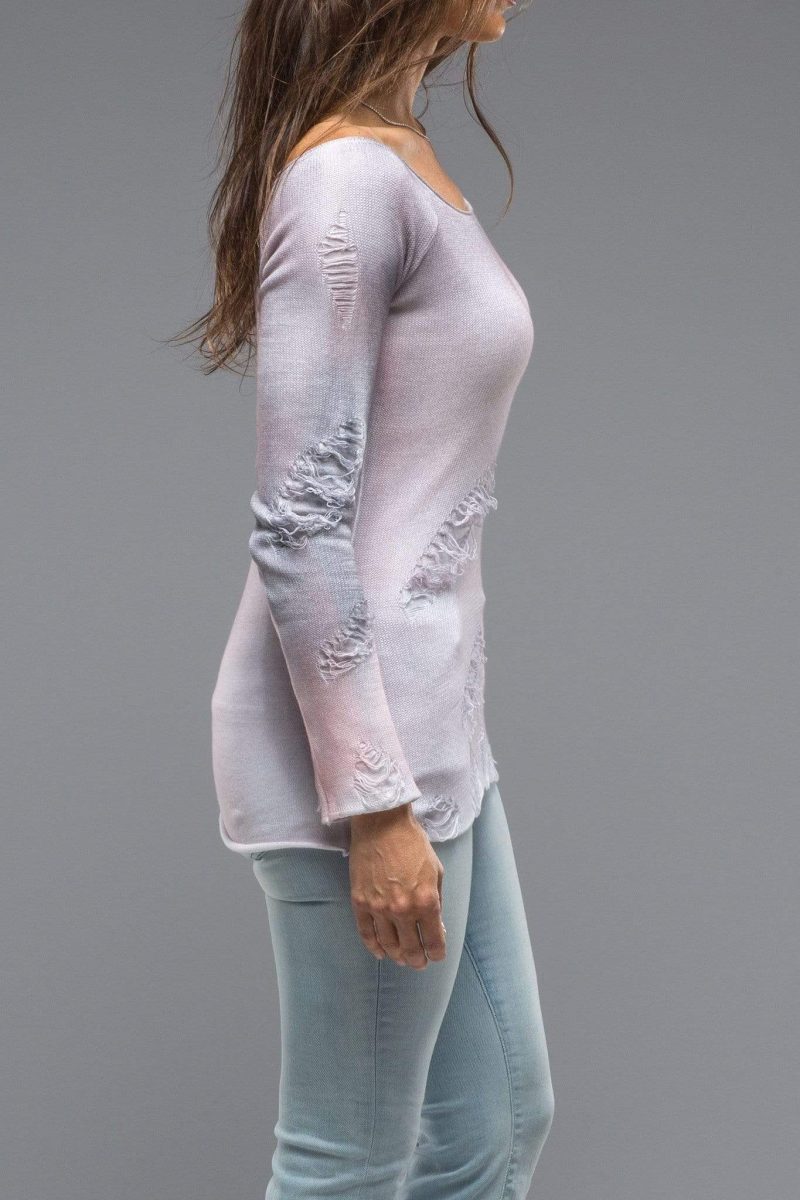 dune silvia knit top with distressed details in smokey rose ladies sweaters 15962721747037