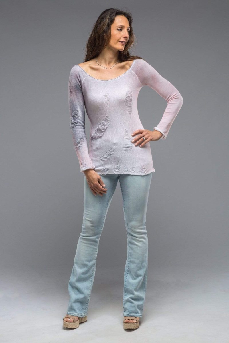 dune silvia knit top with distressed details in smokey rose ladies sweaters 15962748878941