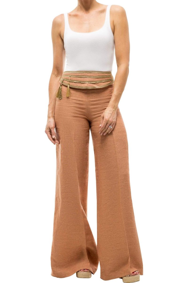 t ba maxi linen pant in coral ladies pants 17896446427289