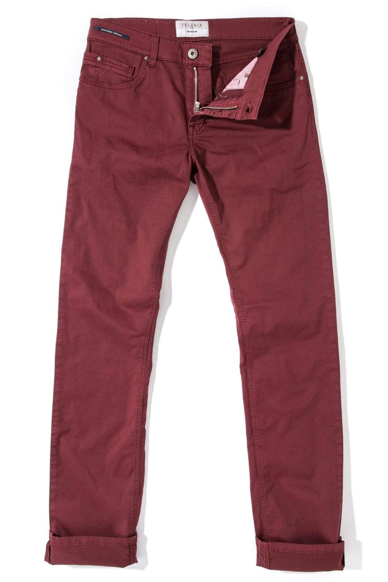 teleria zed fowler ultralight performance pant in bordeaux mens pants 5 pocket 17895777271961