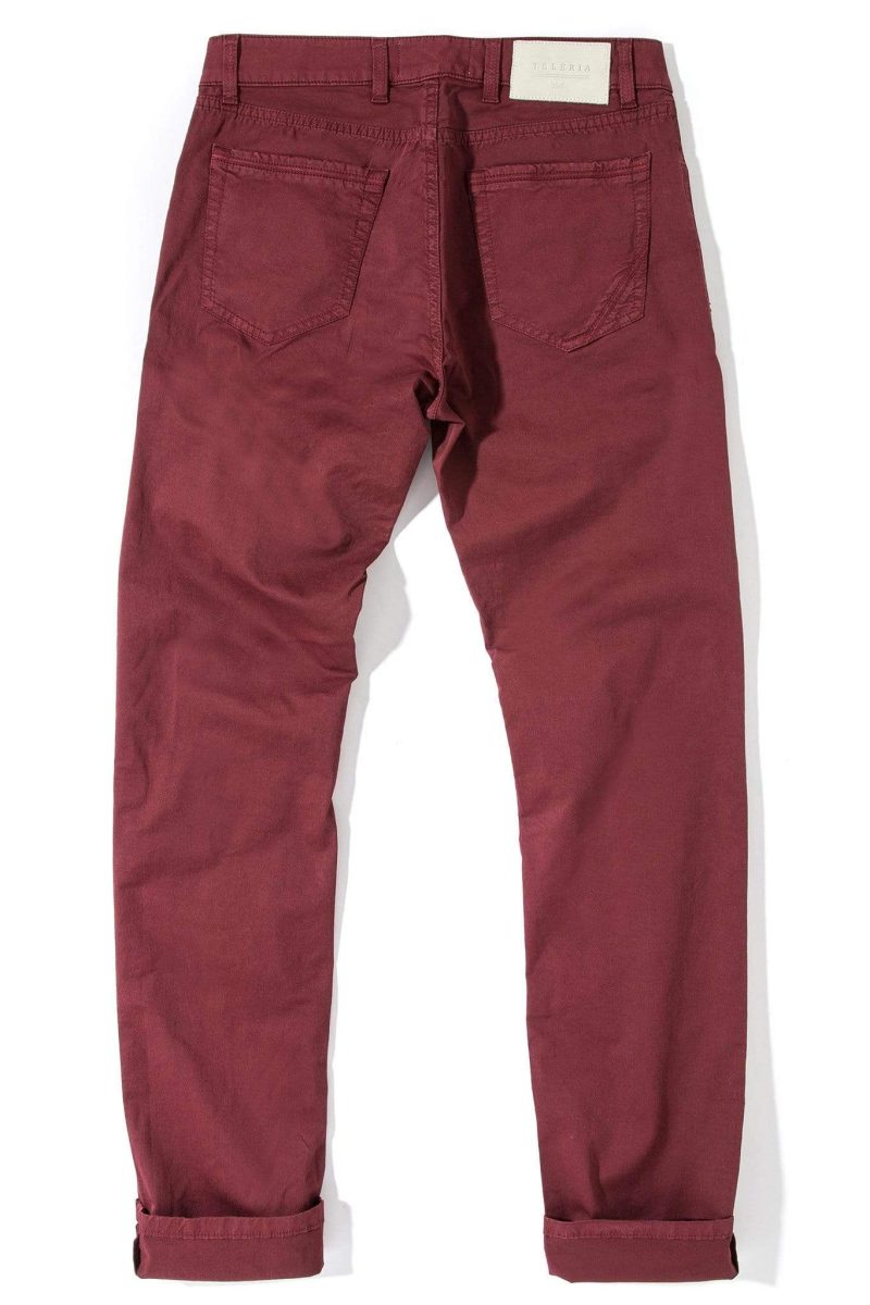 teleria zed fowler ultralight performance pant in bordeaux mens pants 5 pocket 18461657432217